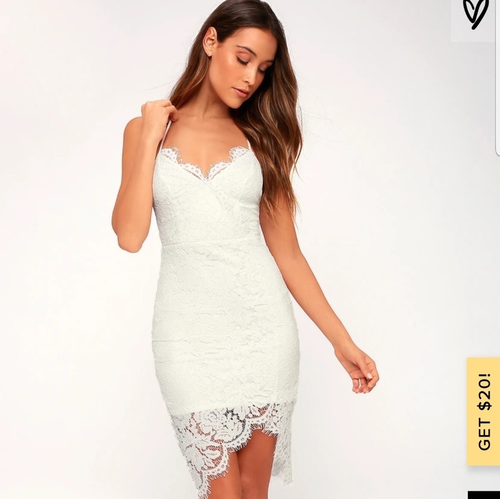 FLIRTING WITH DESIRE WHITE LACE BODYCON DRESS